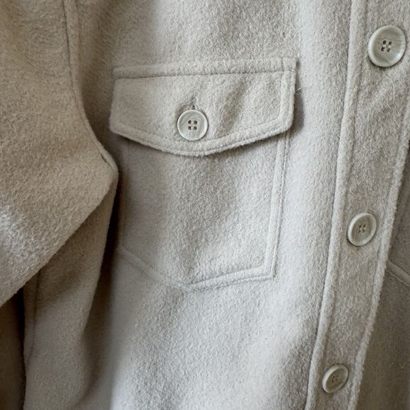 Joie Shacket Jacket Fleece Button Long Sleeve 4 Pockets Collared Women Large L - Picture 4 of 7